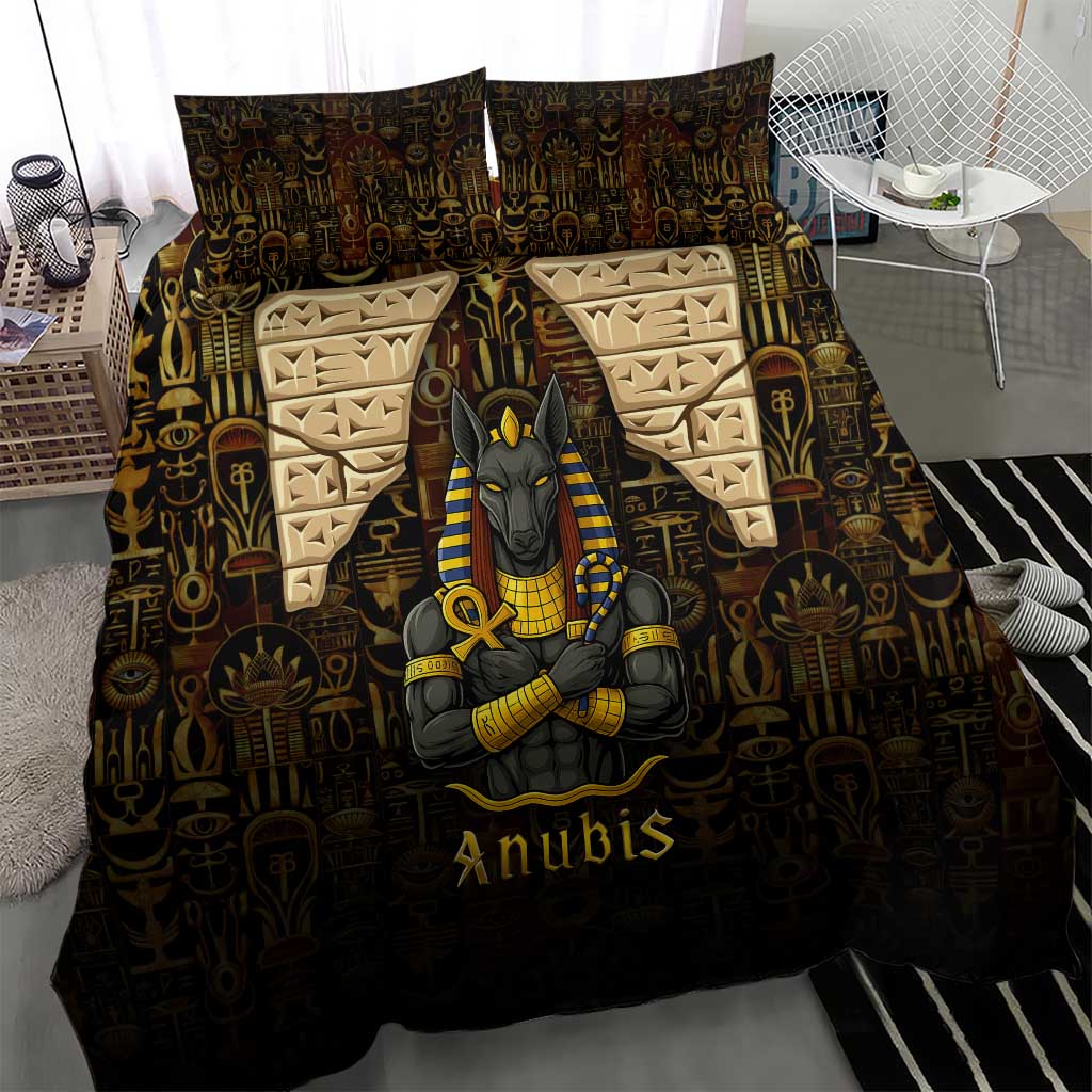 Anubis Egypt Bedding Set Ancient Hieroglyph Pharaoh Spirit TS04