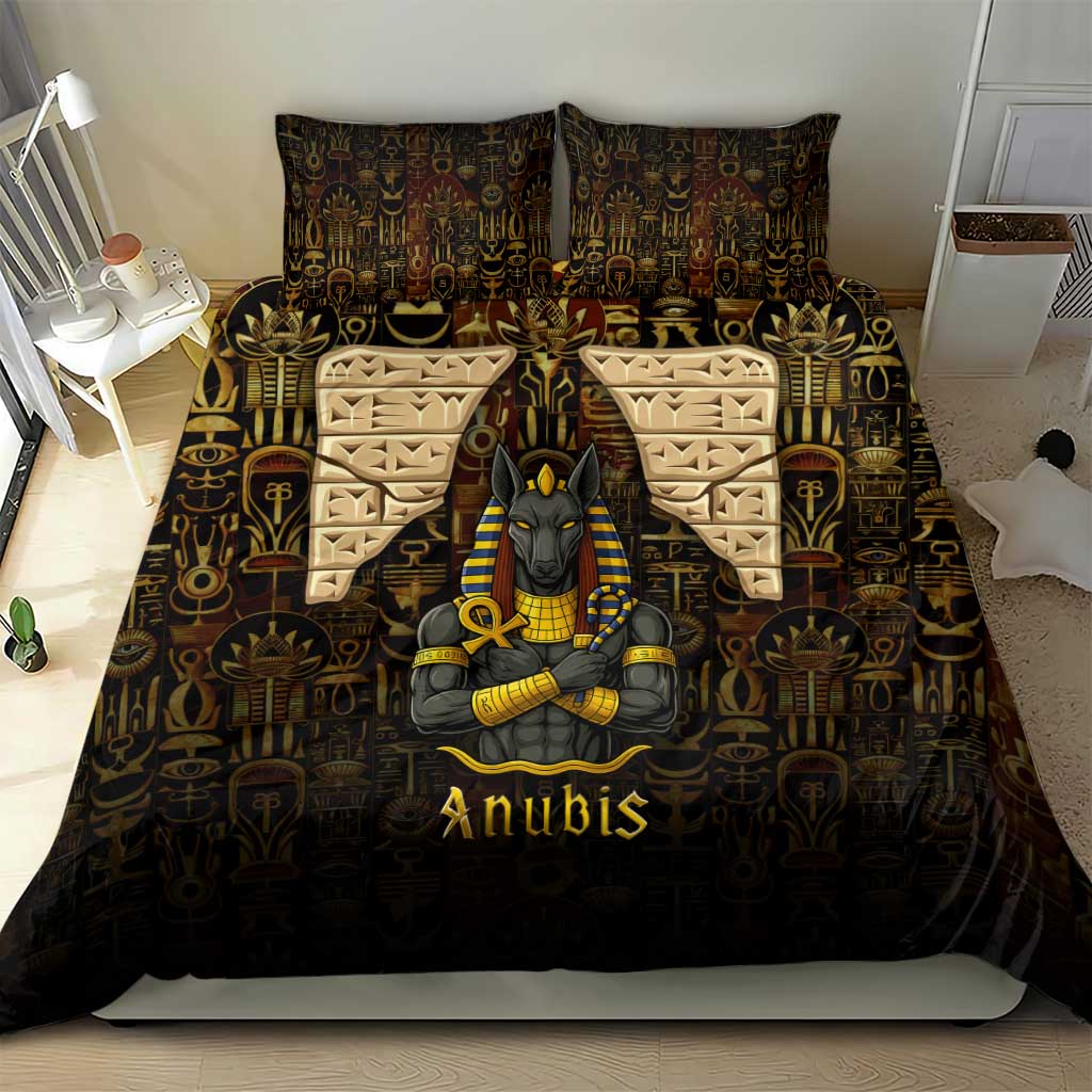Anubis Egypt Bedding Set Ancient Hieroglyph Pharaoh Spirit TS04