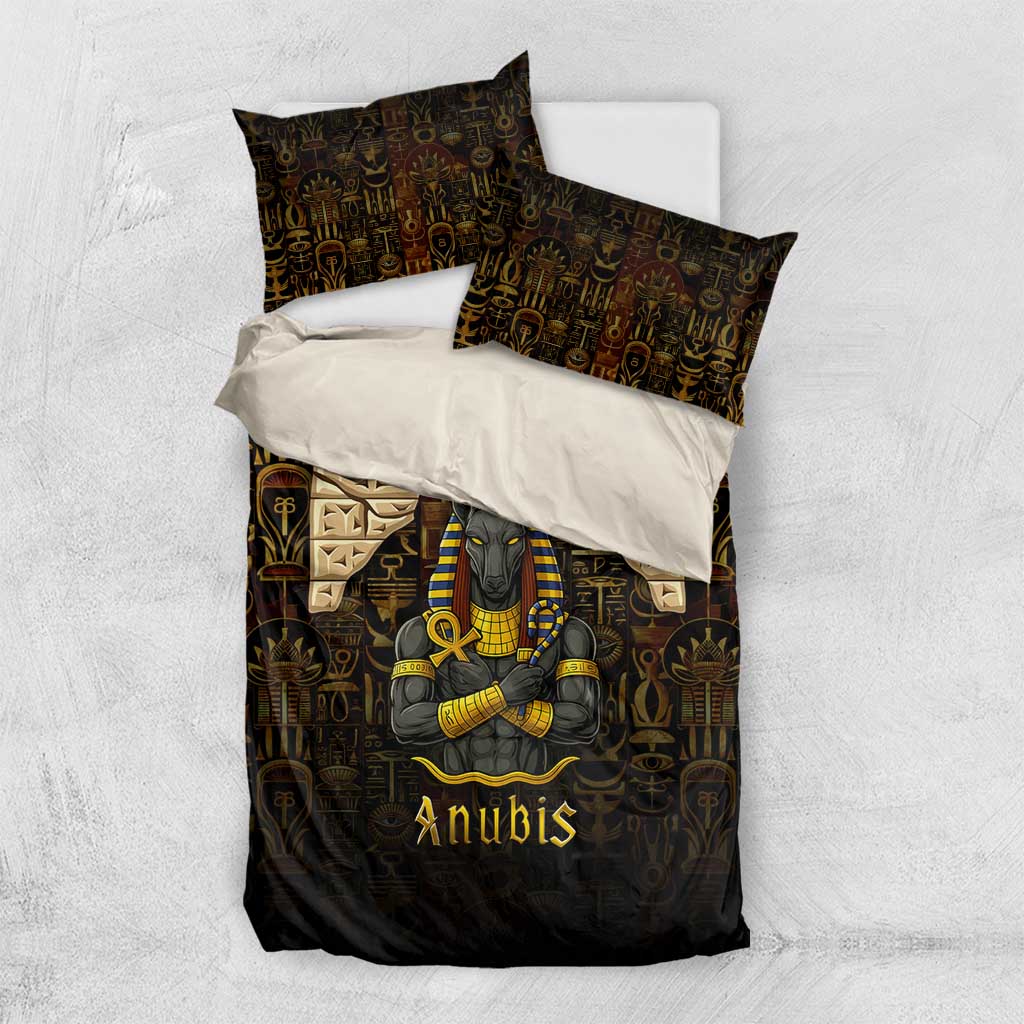 Anubis Egypt Bedding Set Ancient Hieroglyph Pharaoh Spirit TS04