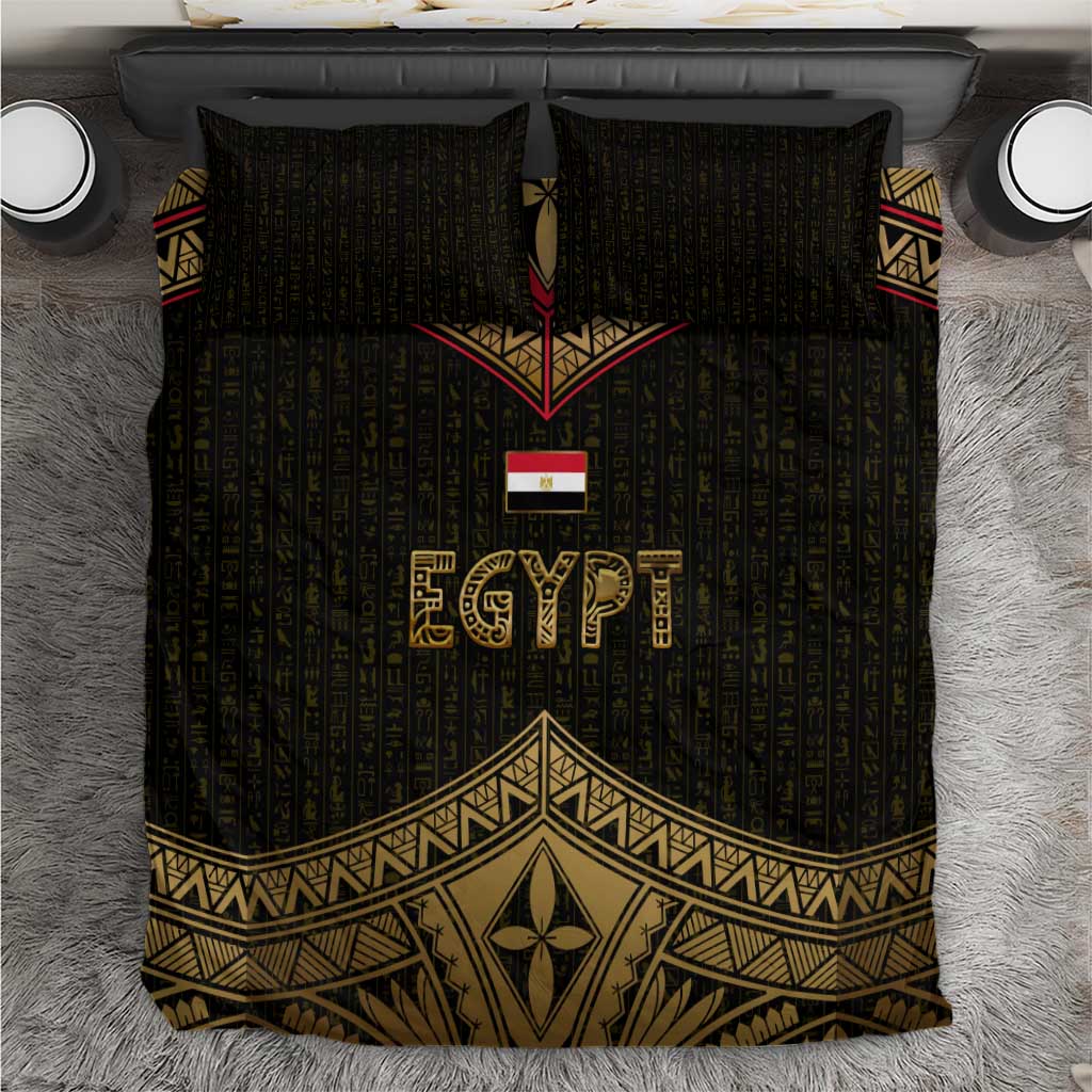 Ankh Eye of Horus Egypt Bedding Set Ancient Black Gold Hieroglyph Spirit TS04
