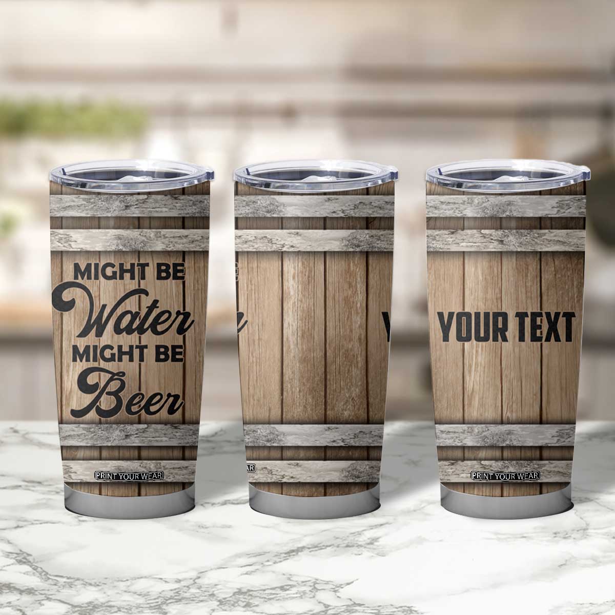Beer Barrel Wooden Personalized Tumbler Cup TS04