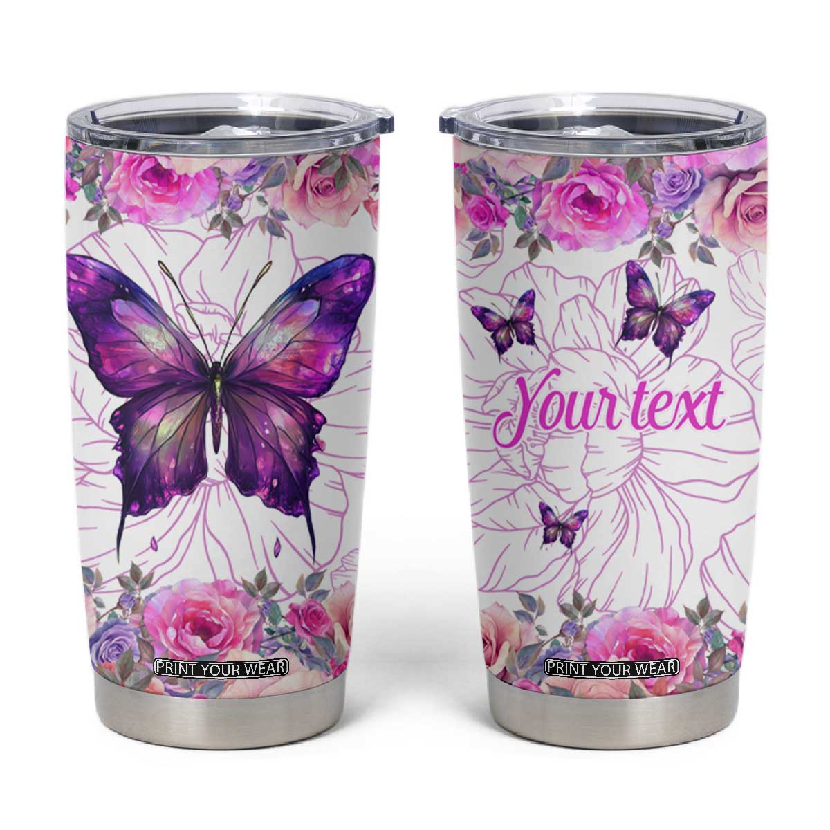 Butterfly Flowers Tumbler Cup Personalized TS04