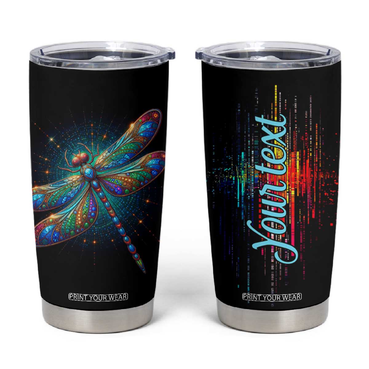 Colorful Dragonfly Crystal Tumbler Cup Personalized TS04