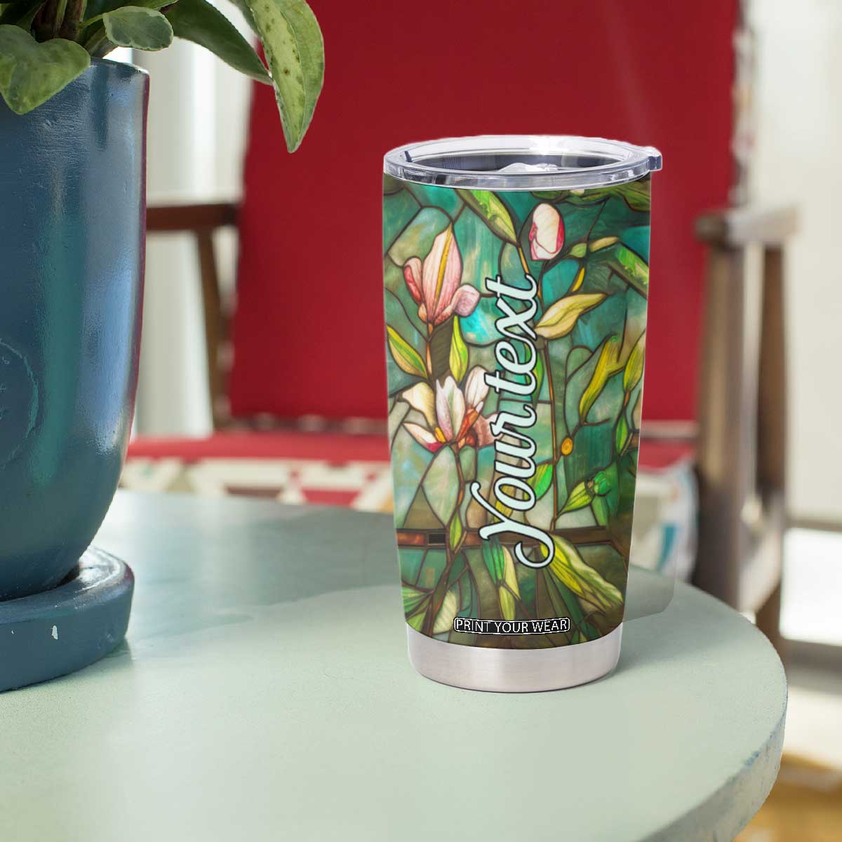 Colorful Dragonfly Crystal Mosaic Tumbler Cup Personalized TS04