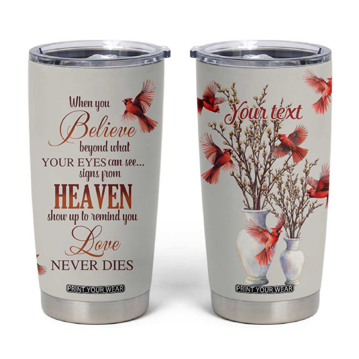 Cardinal Bird In Heaven Tumbler Cup Personalized TS04