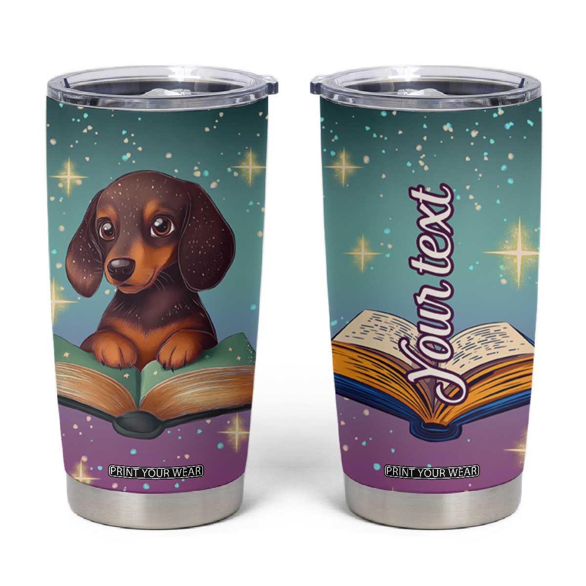 Cute Dachshund Reading Books Tumbler Cup Personalized TS04