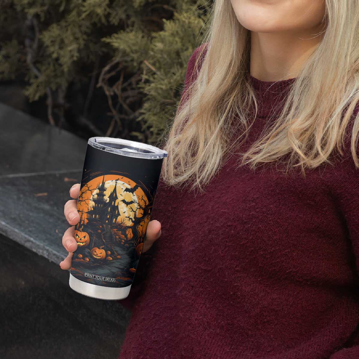 Autumn Halloween House Tumbler Cup Personalized TS04