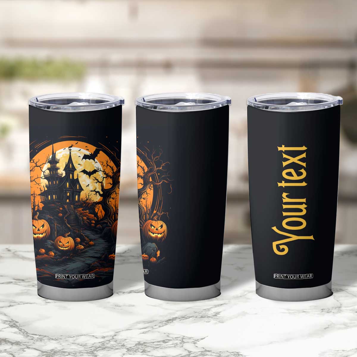 Autumn Halloween House Tumbler Cup Personalized TS04