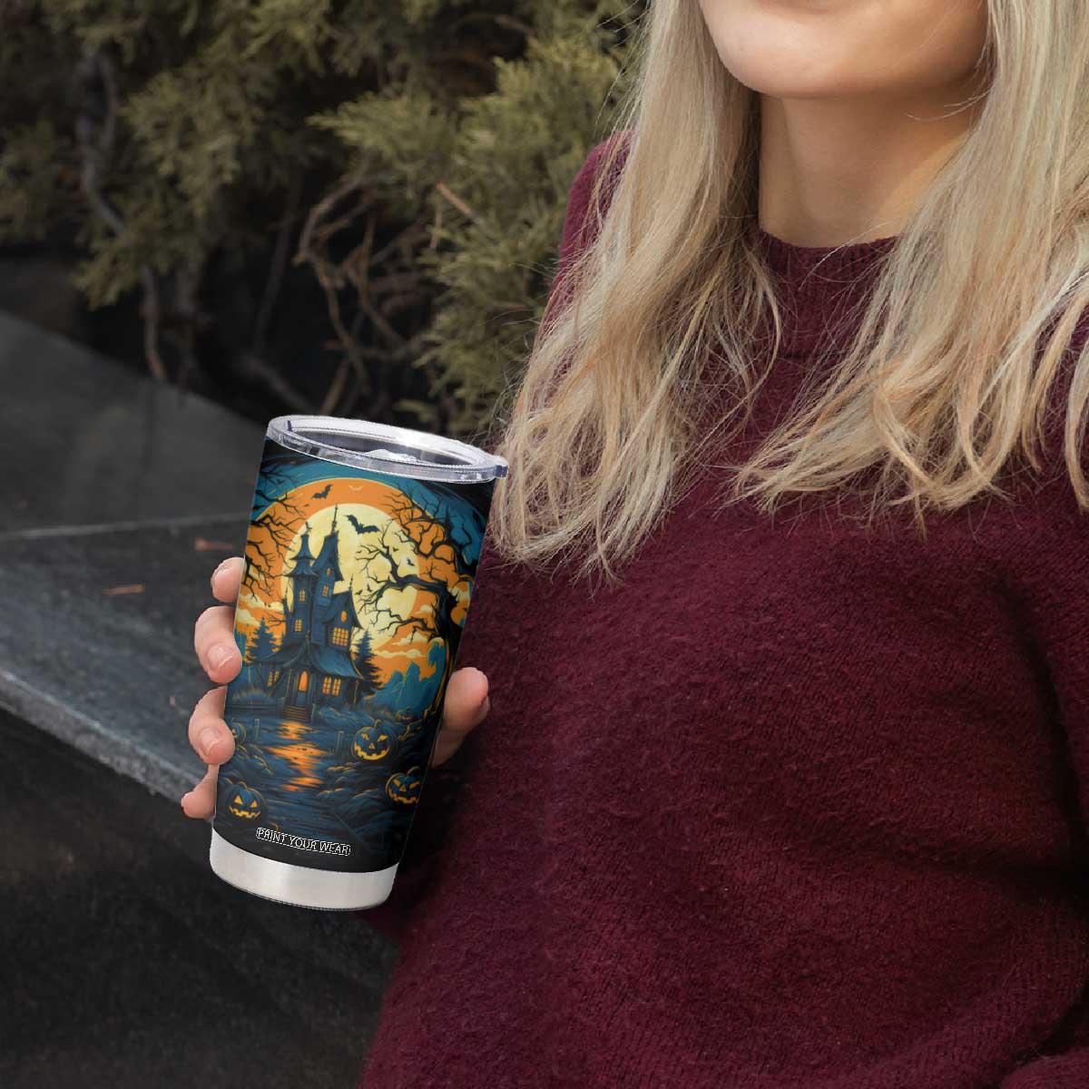 Autumn Halloween Horror House Tumbler Cup Personalized TS04