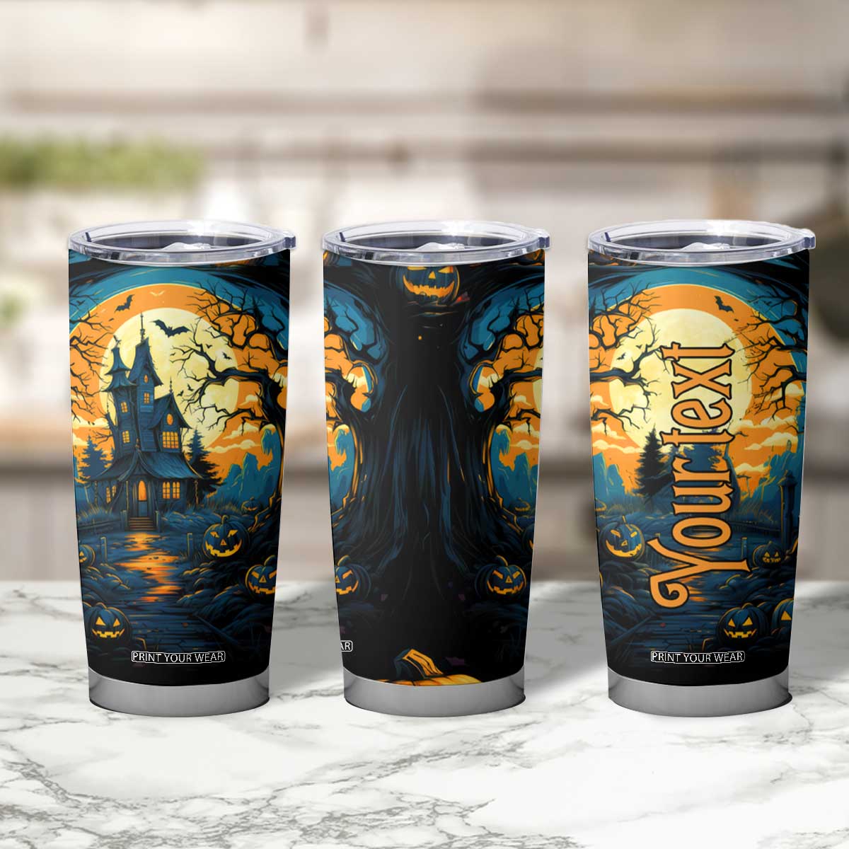 Autumn Halloween Horror House Tumbler Cup Personalized TS04