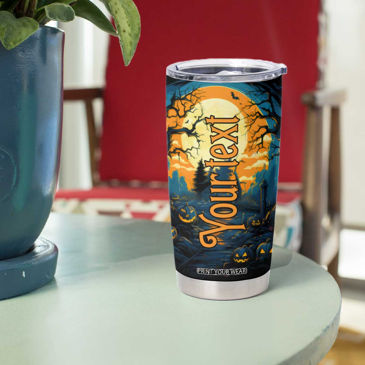 Autumn Halloween Horror House Tumbler Cup Personalized TS04