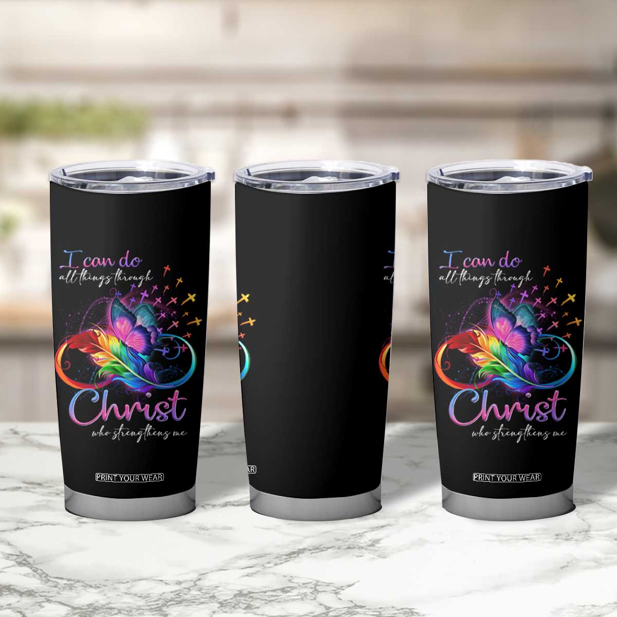 Christian Faith Tumbler Cup I Can Do All Things Through Christ Who Strengthers Me TS09