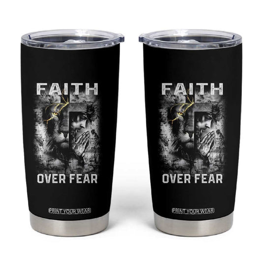 Christian Tumbler Cup Faith Over Fear Jesus Lion TS09