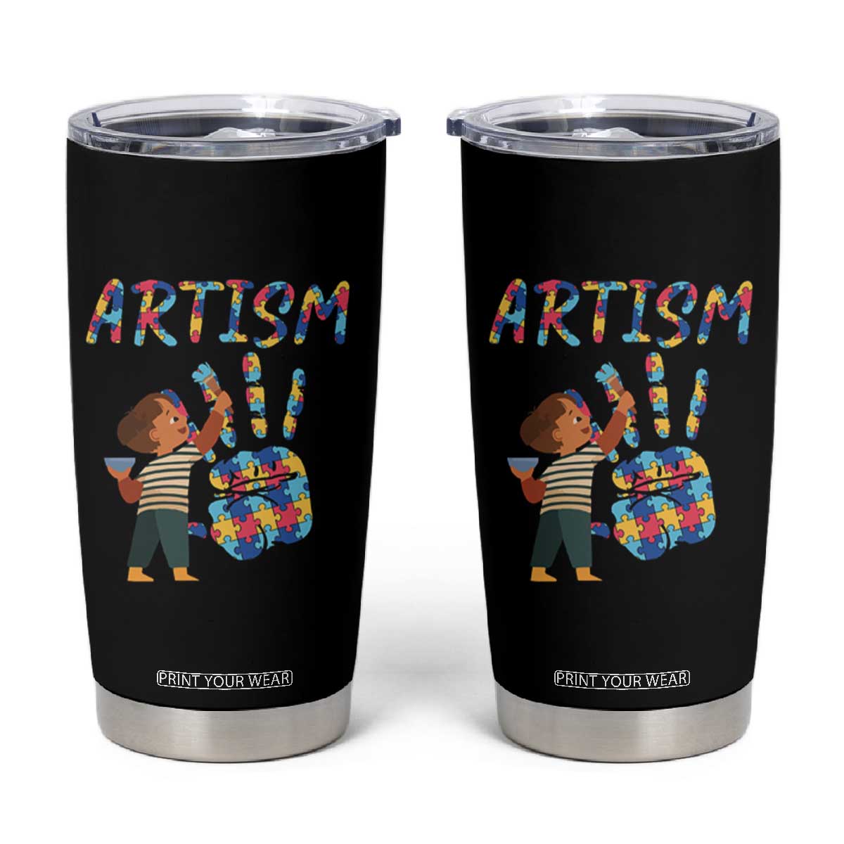 Autism Awareness Tumbler Cup Artism Puzzle Boys Men Artist Autistic TS09