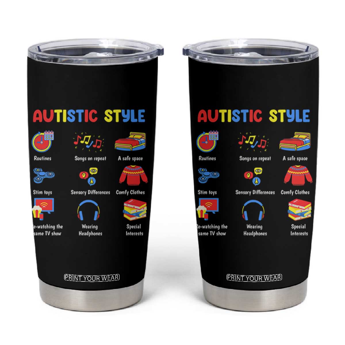 Autism Awareness Tumbler Cup Autistic Style Routines Song On Repeat Stim Toys Sensory Differences TS09