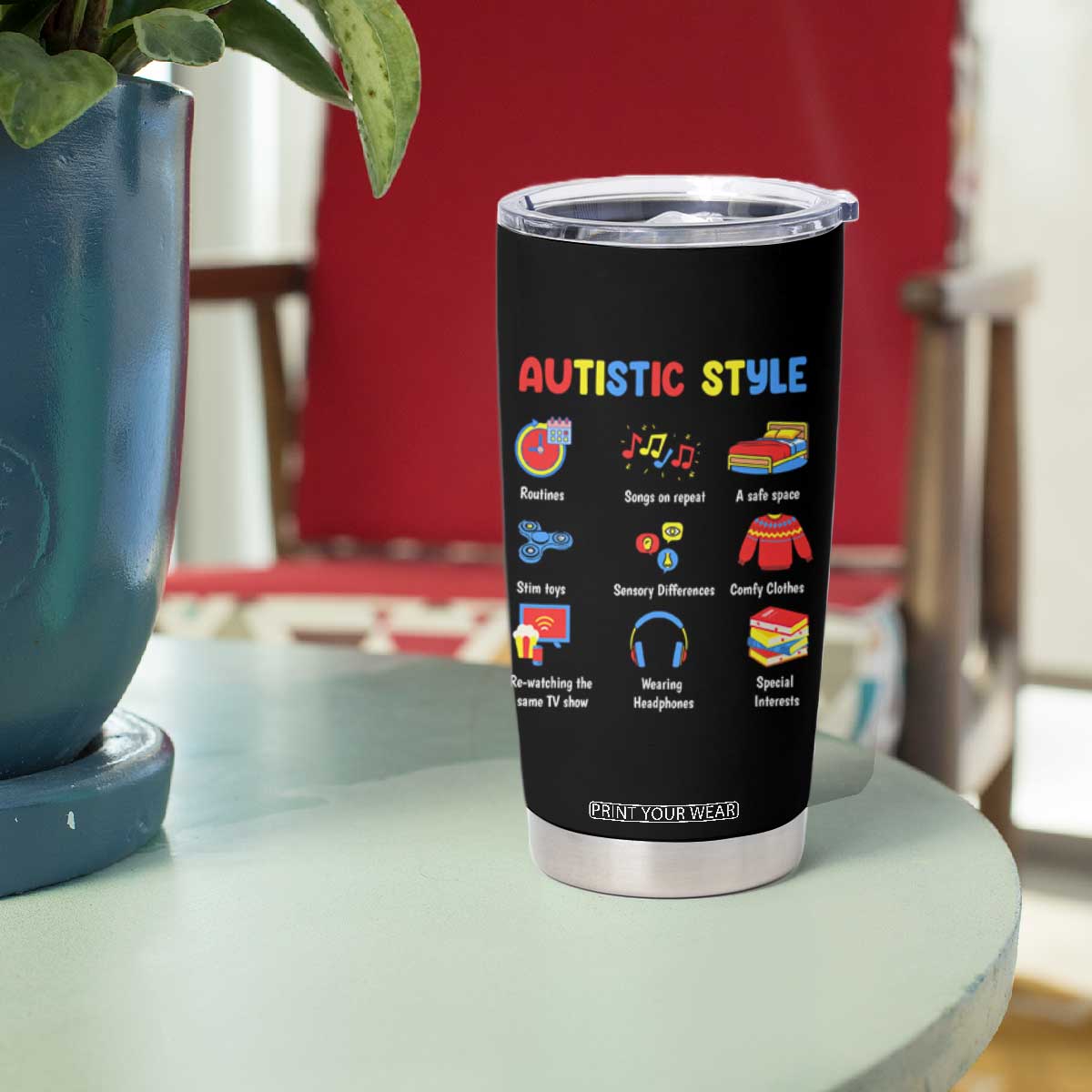Autism Awareness Tumbler Cup Autistic Style Routines Song On Repeat Stim Toys Sensory Differences TS09
