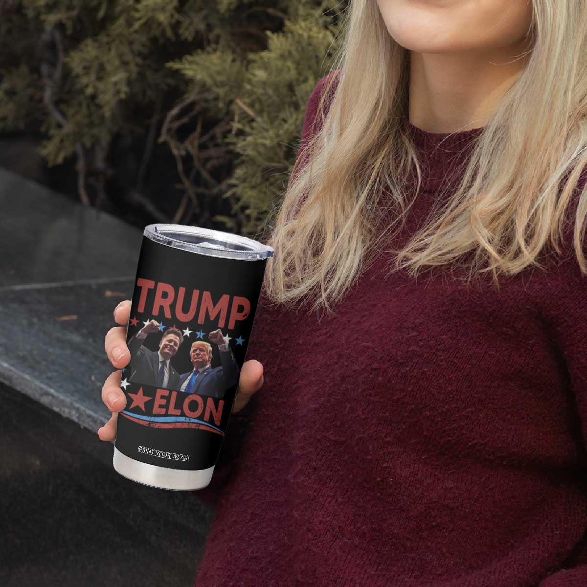 Cool Trump And Elon 2025 Tumbler Cup TS09