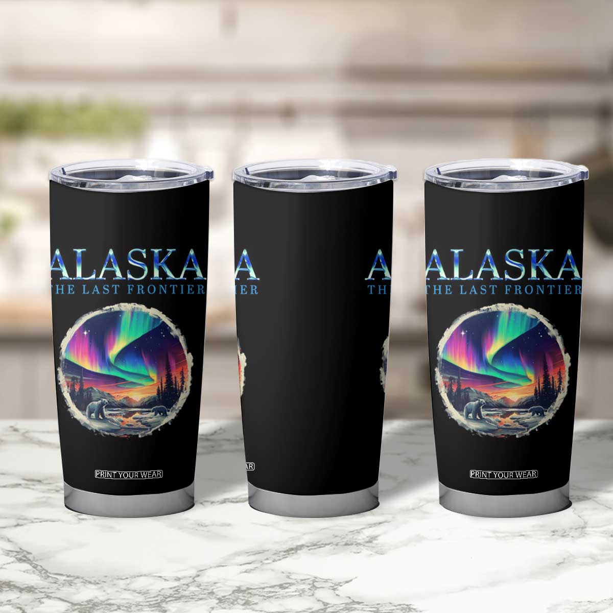 Alaska Aurora Tumbler Cup The Last Frontier Polar Bear TS09
