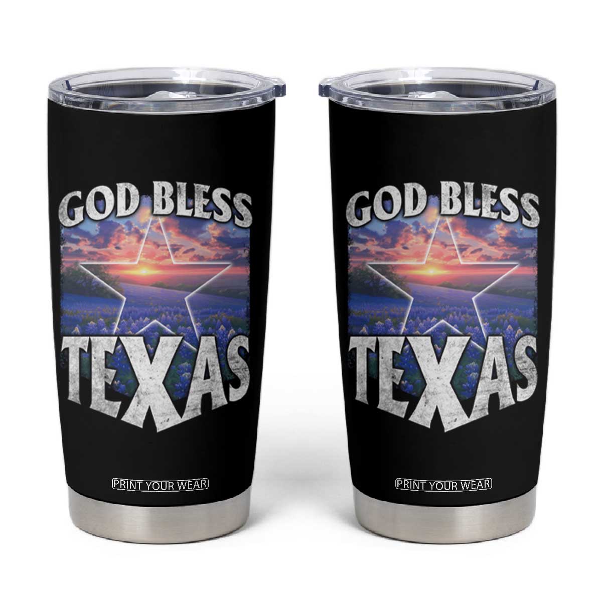 Bluebonnet Field God Bless Texas Tumbler Cup TS09