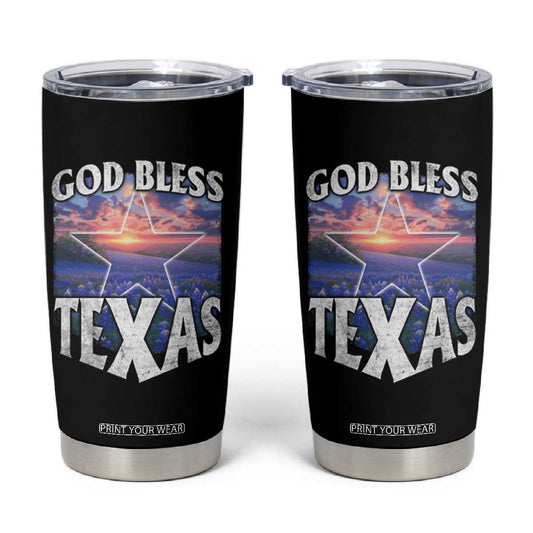 Bluebonnet Field God Bless Texas Tumbler Cup TS09