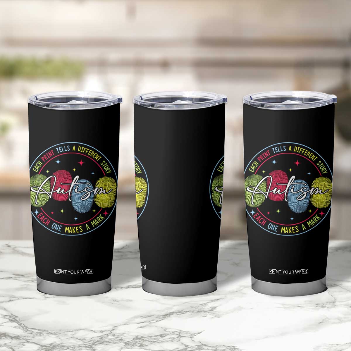 Autism Tumbler Cup Fingerprint Autism Each Print Tells A Different Story TS09