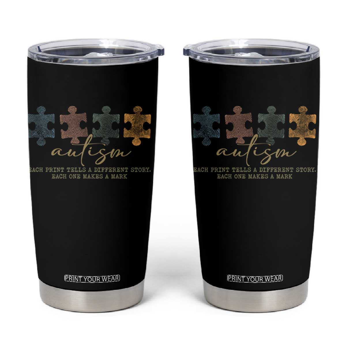 Autism Tumbler Cup Fingerprint Autism Each One Makes A Mark TS09