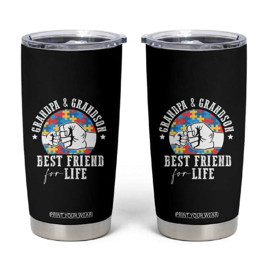 Autism Awareness Tumbler Cup Grandpa Grandson Best Friend For Life Father's Day TS09