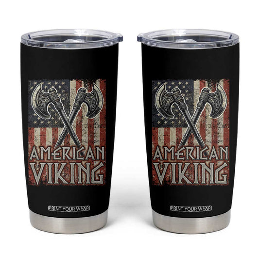 American Viking Tumbler Cup American Flag Axe Norse Mythology TS09