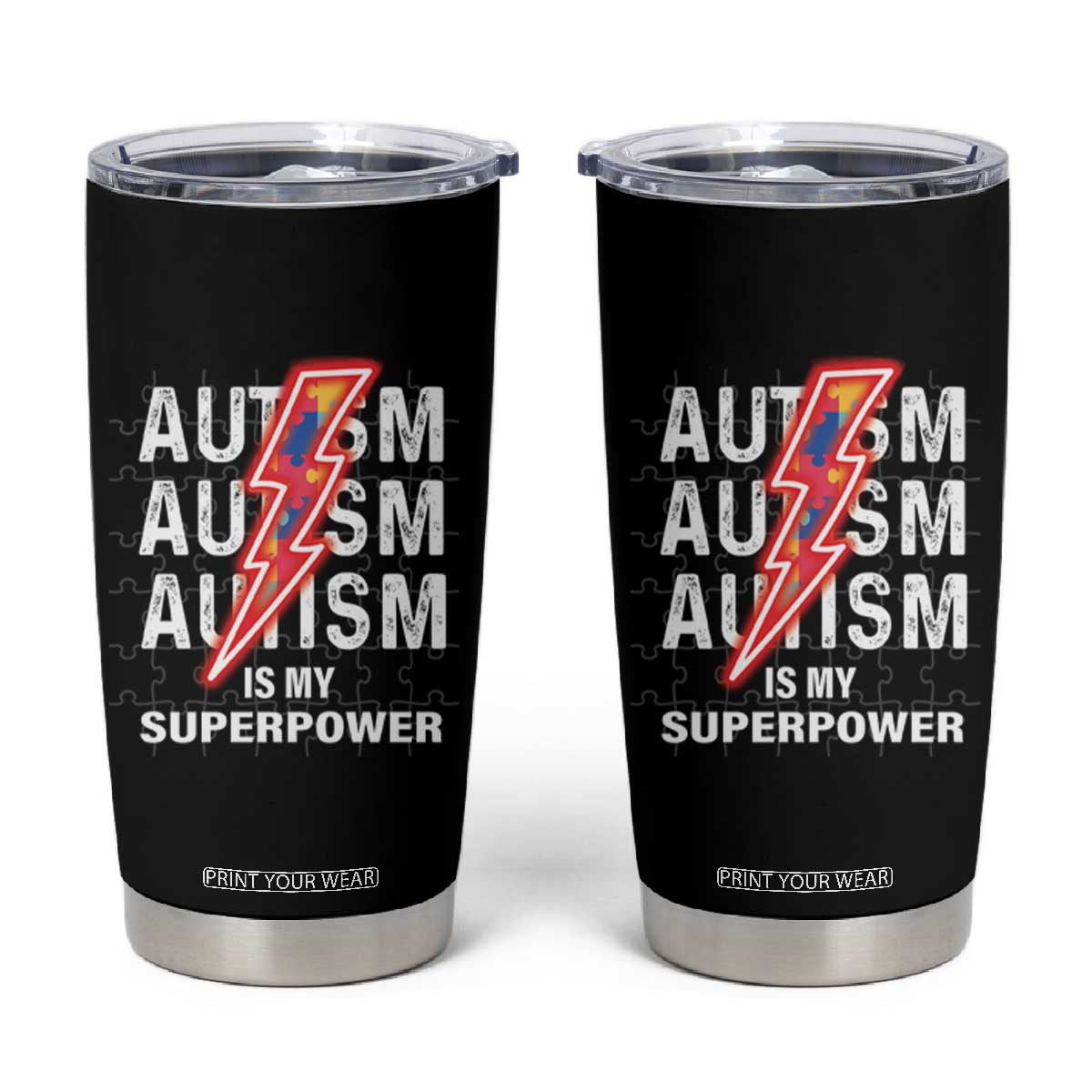 Autistic Tumbler Cup Autism Is My Super Power Brain Superhero TS09