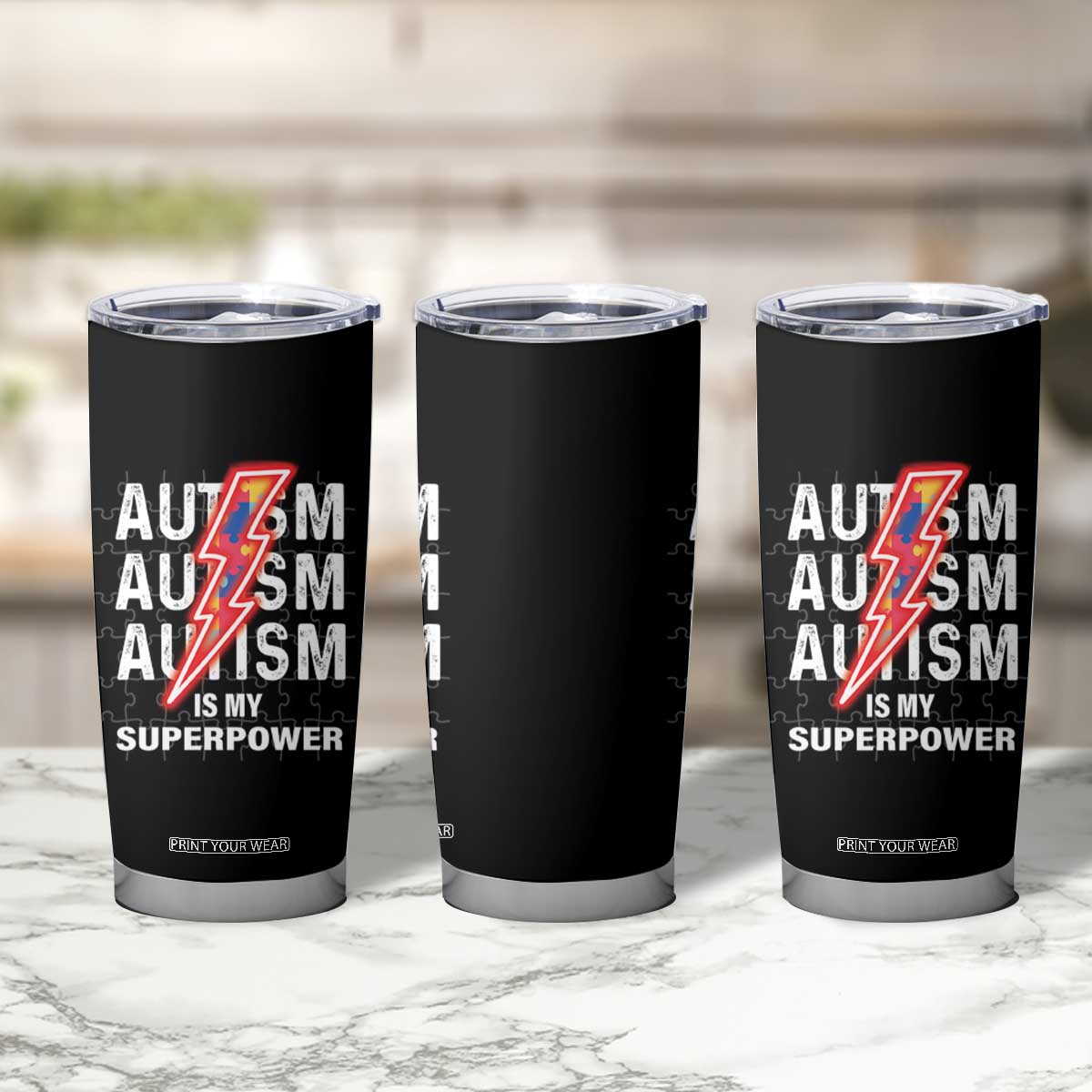 Autistic Tumbler Cup Autism Is My Super Power Brain Superhero TS09
