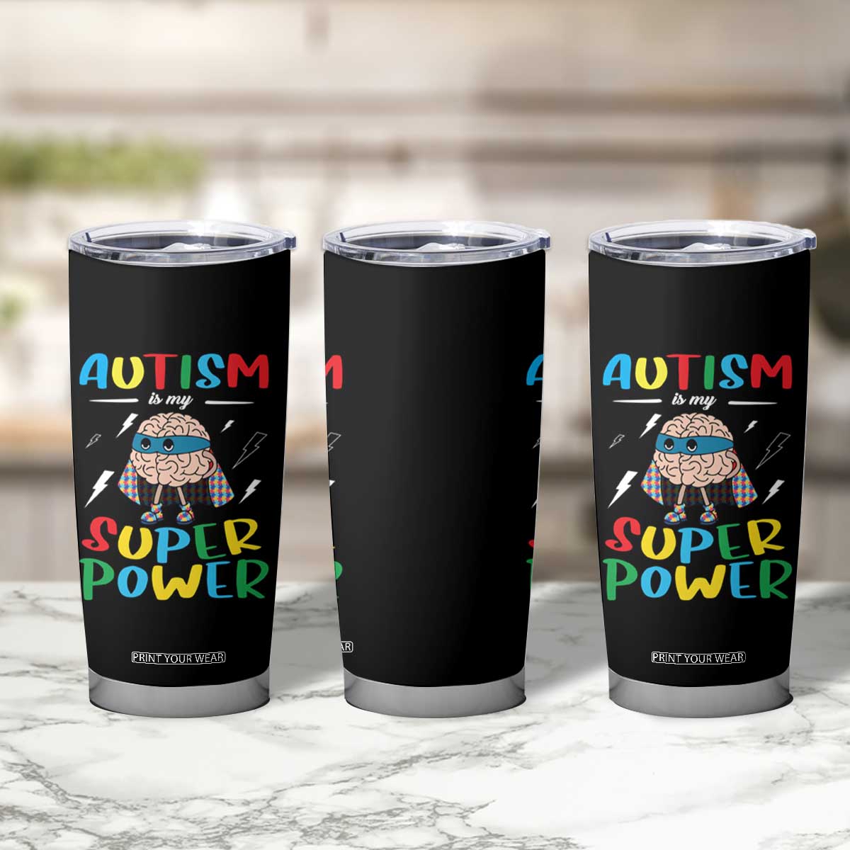 Autistic Tumbler Cup Autism Is My Super Power Superhero TS09