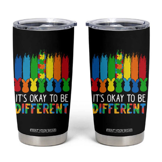 Autism Awareness Tumbler Cup It's OK To Be Different Puzzle Easter Bunny TS09