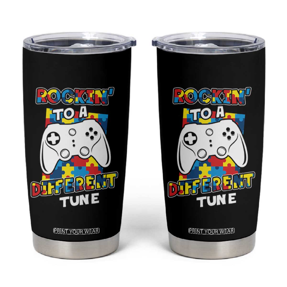 Autism Awareness Tumbler Cup Rocking To A Different Tune Autistic Gamer TS09