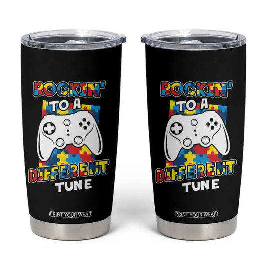 Autism Awareness Tumbler Cup Rocking To A Different Tune Autistic Gamer TS09