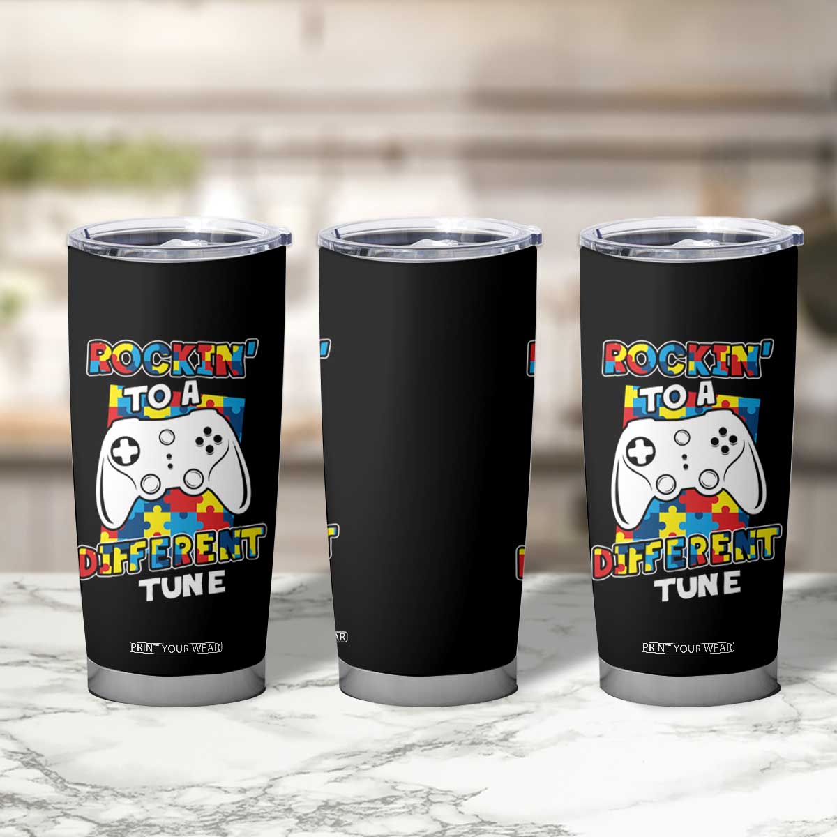 Autism Awareness Tumbler Cup Rocking To A Different Tune Autistic Gamer TS09