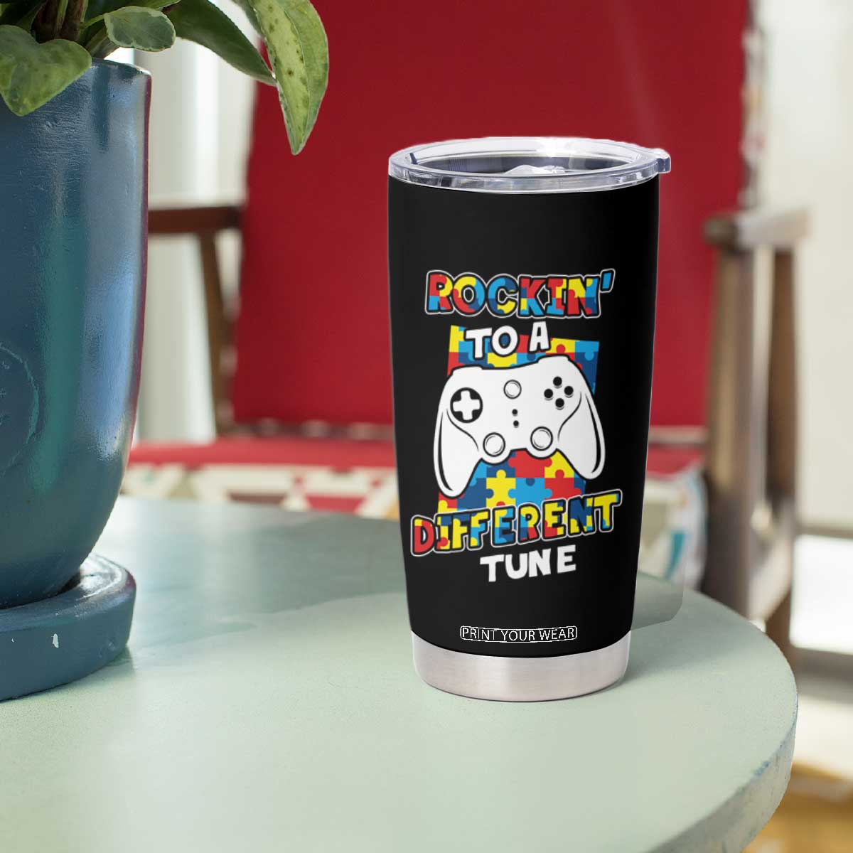 Autism Awareness Tumbler Cup Rocking To A Different Tune Autistic Gamer TS09