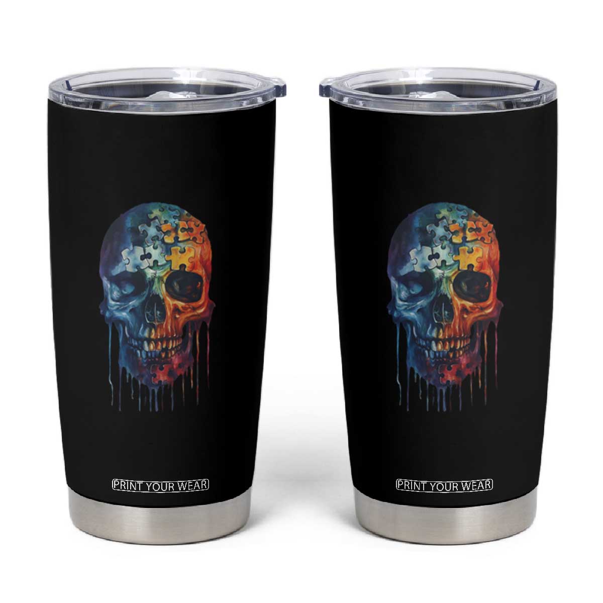 Autism Awareness Cool Puzzle Skull Tumbler Cup TS09