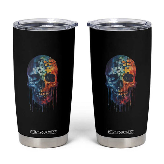 Autism Awareness Cool Puzzle Skull Tumbler Cup TS09