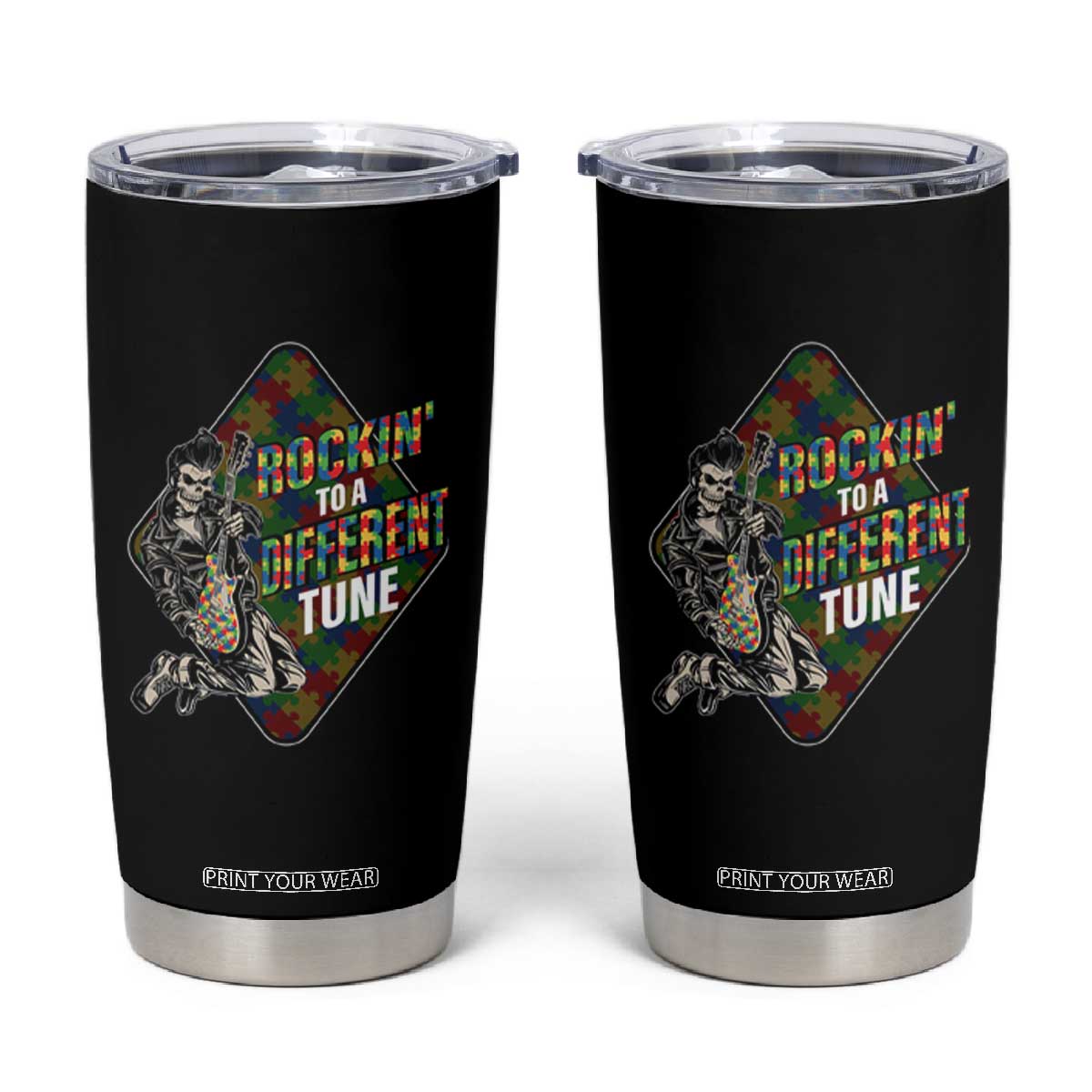 Autism Awareness Tumbler Cup Rockin' To A Different Tune TS09