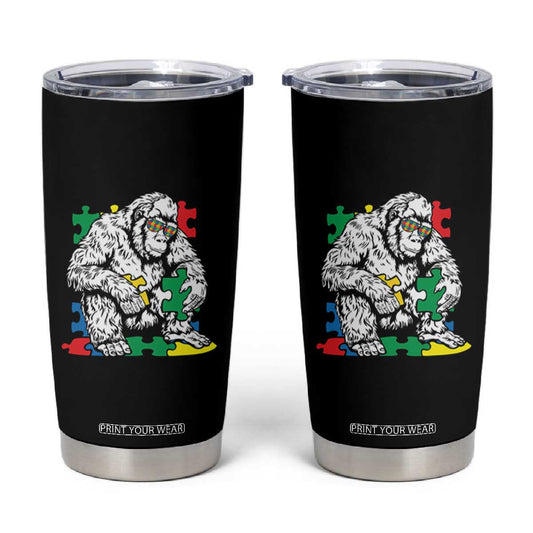 Autism Awareness Bigfoot Puzzle Autistic Warrior Tumbler Cup TS09