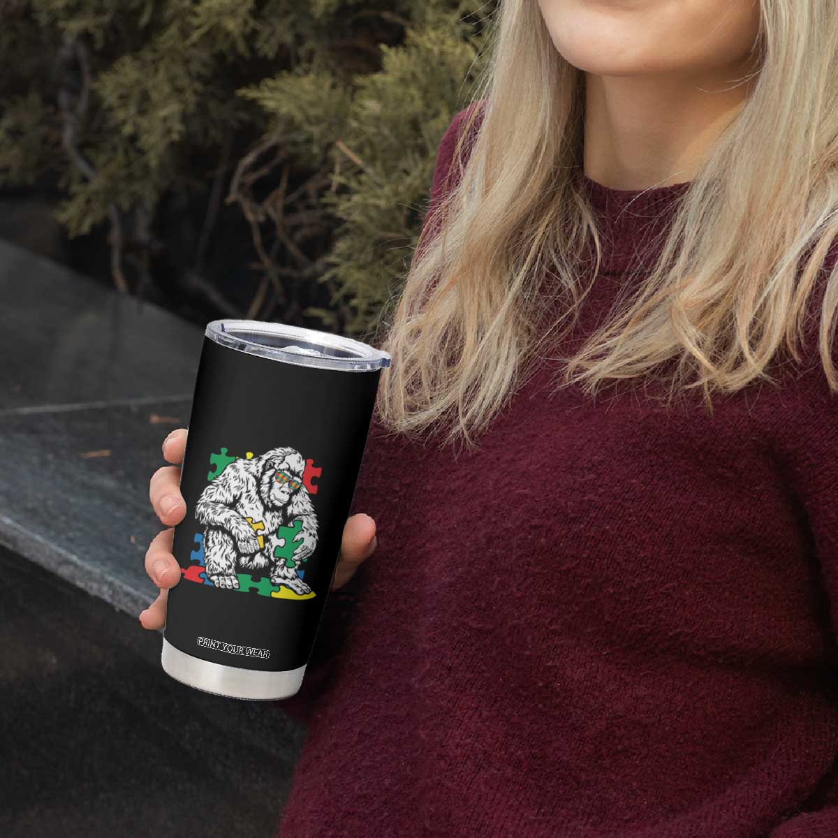 Autism Awareness Bigfoot Puzzle Autistic Warrior Tumbler Cup TS09