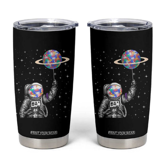 Autism Awareness Tumbler Cup Astronaut Puzzle Balloon Autistic Outer Space TS09