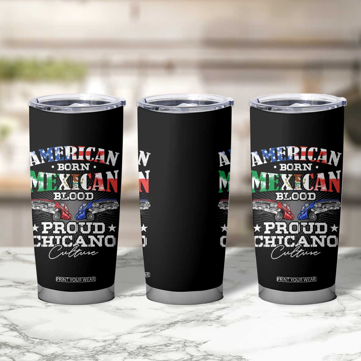 American Born Mexican Blood Proud Chicano Culture Lowrider Tumbler Cup TS09
