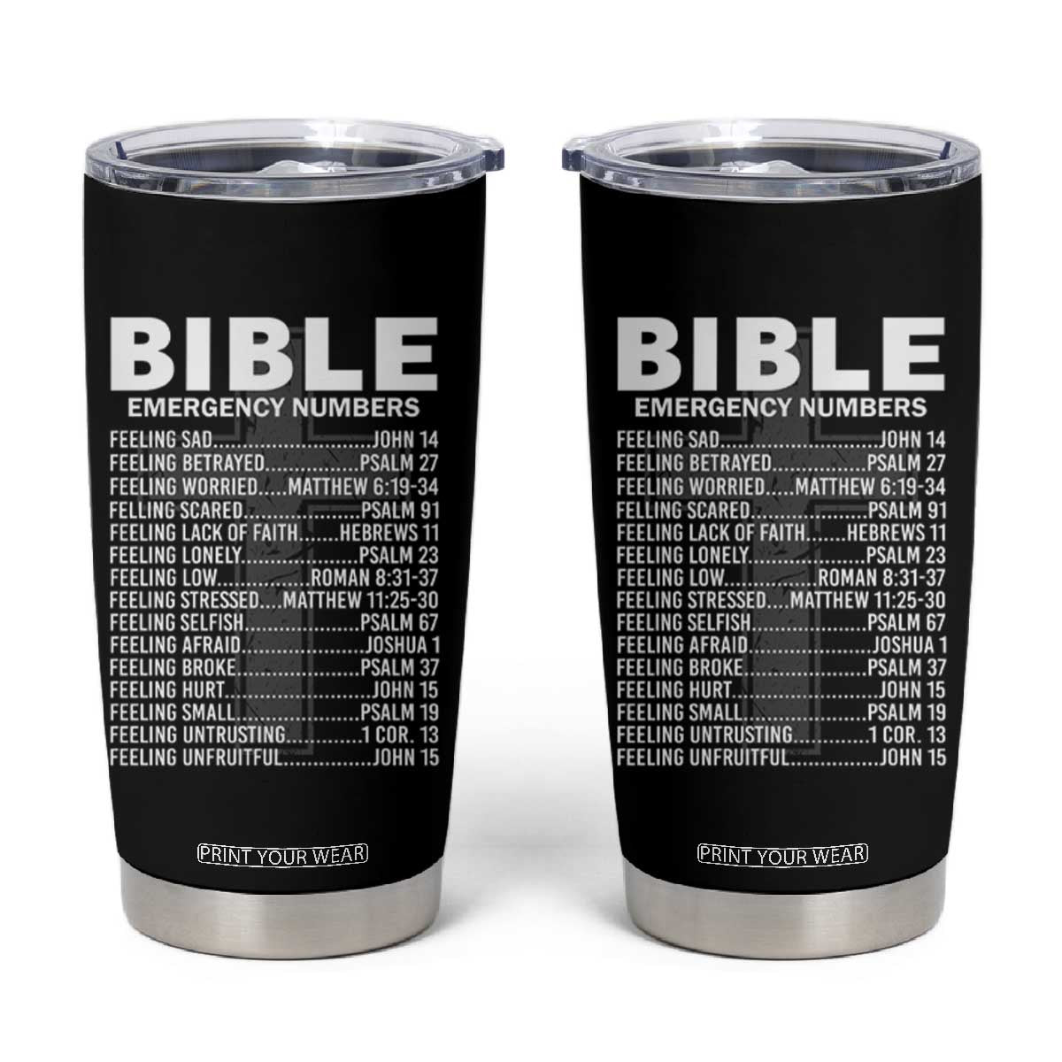 Christian Tumbler Cup Bible Emergency Number TS09
