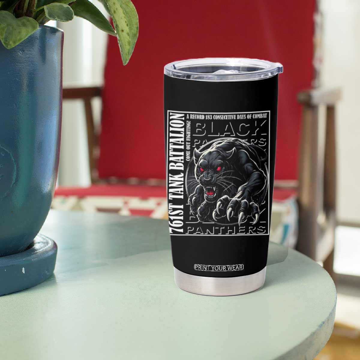 Black Panther Party Tumbler Cup 761st Tank Battalion Black History TS09