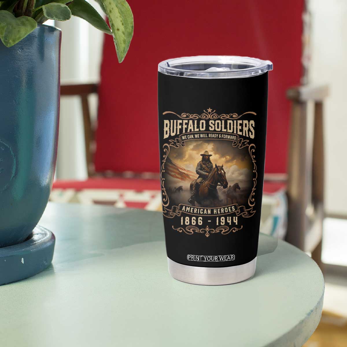 Buffalo Soldiers Tumbler Cup American Heros Cavalry Black History TS09