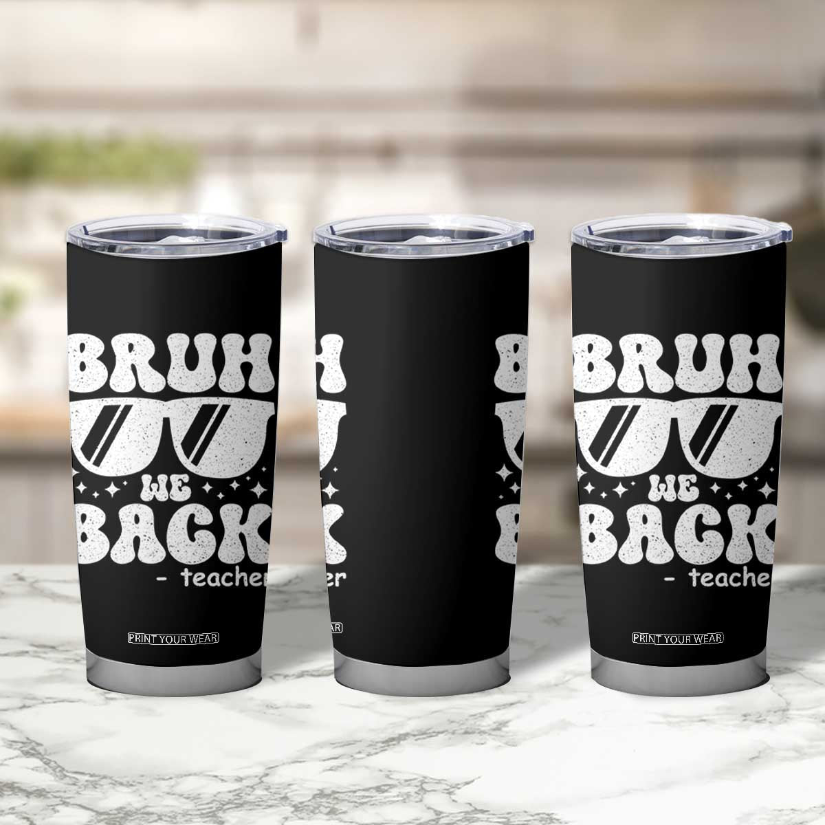 Bruh We Back Teacher Tumbler Cup Funny Back To School Gen A Slang Sunglasses TS10