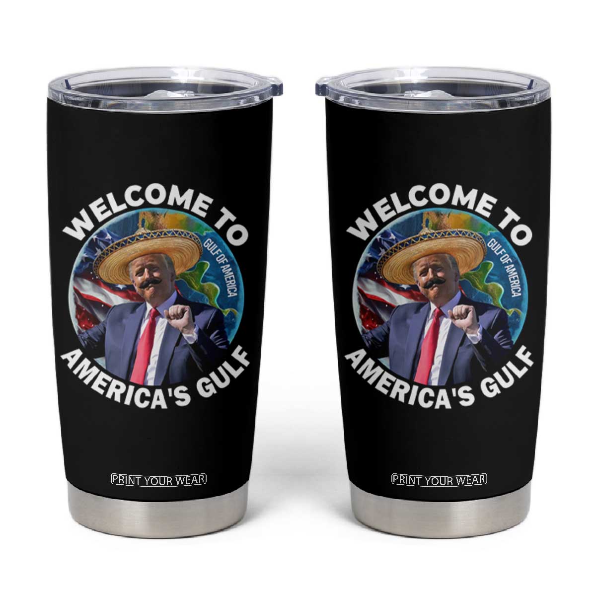 America's Gulf Mexico Tumbler Cup Trump Sombrero Dancing Funny Map TS10