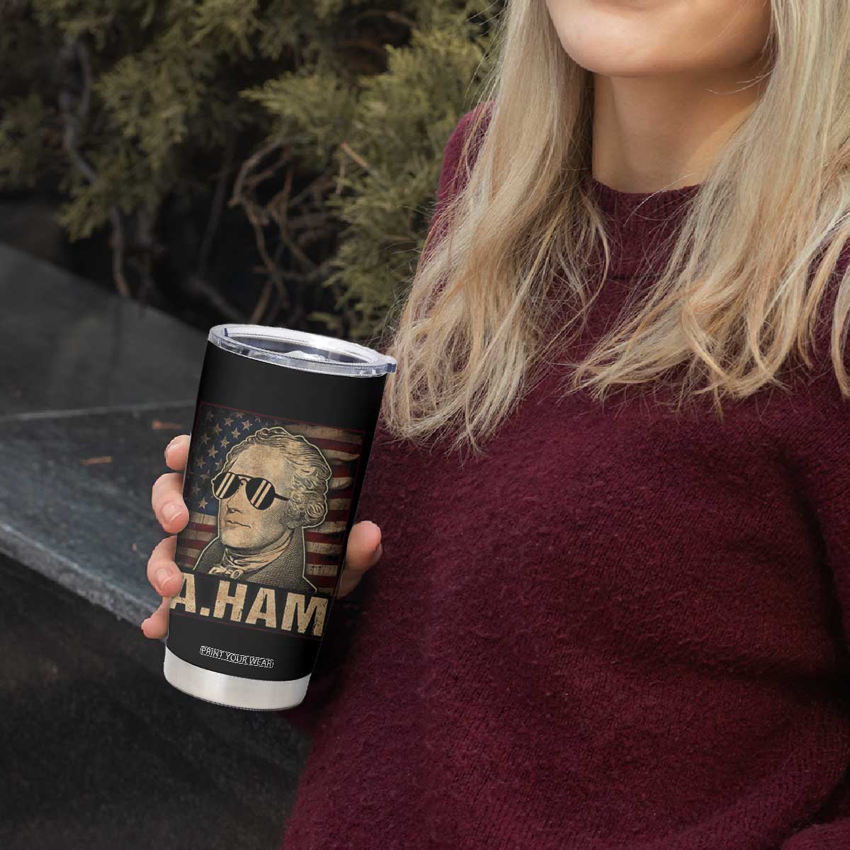 Alexander Hamilton Tumbler Cup Vintage American Flag TS10