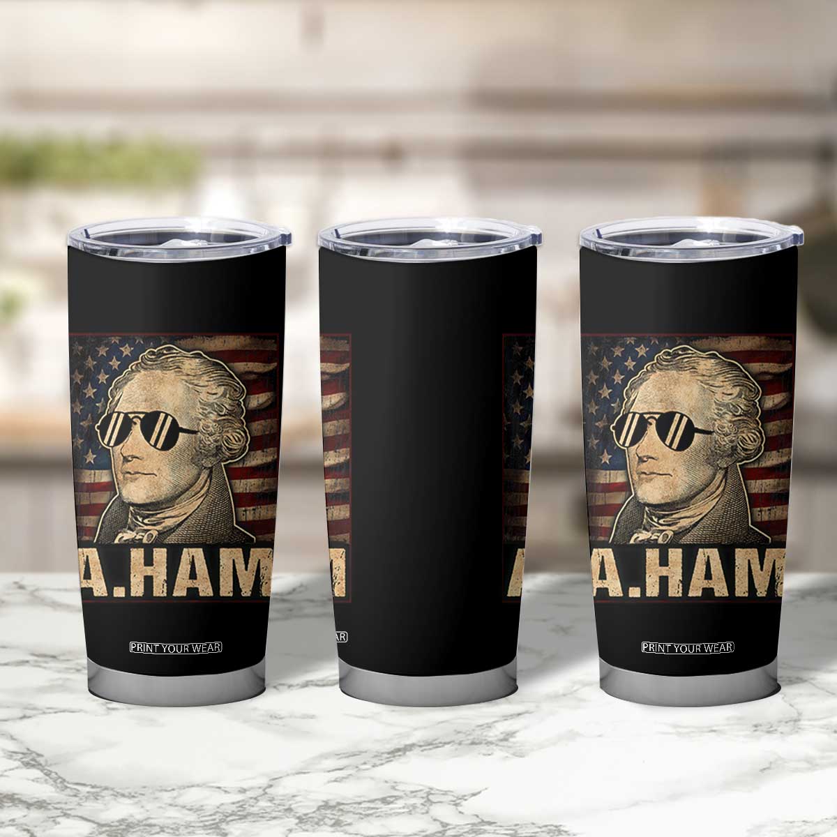 Alexander Hamilton Tumbler Cup Vintage American Flag TS10